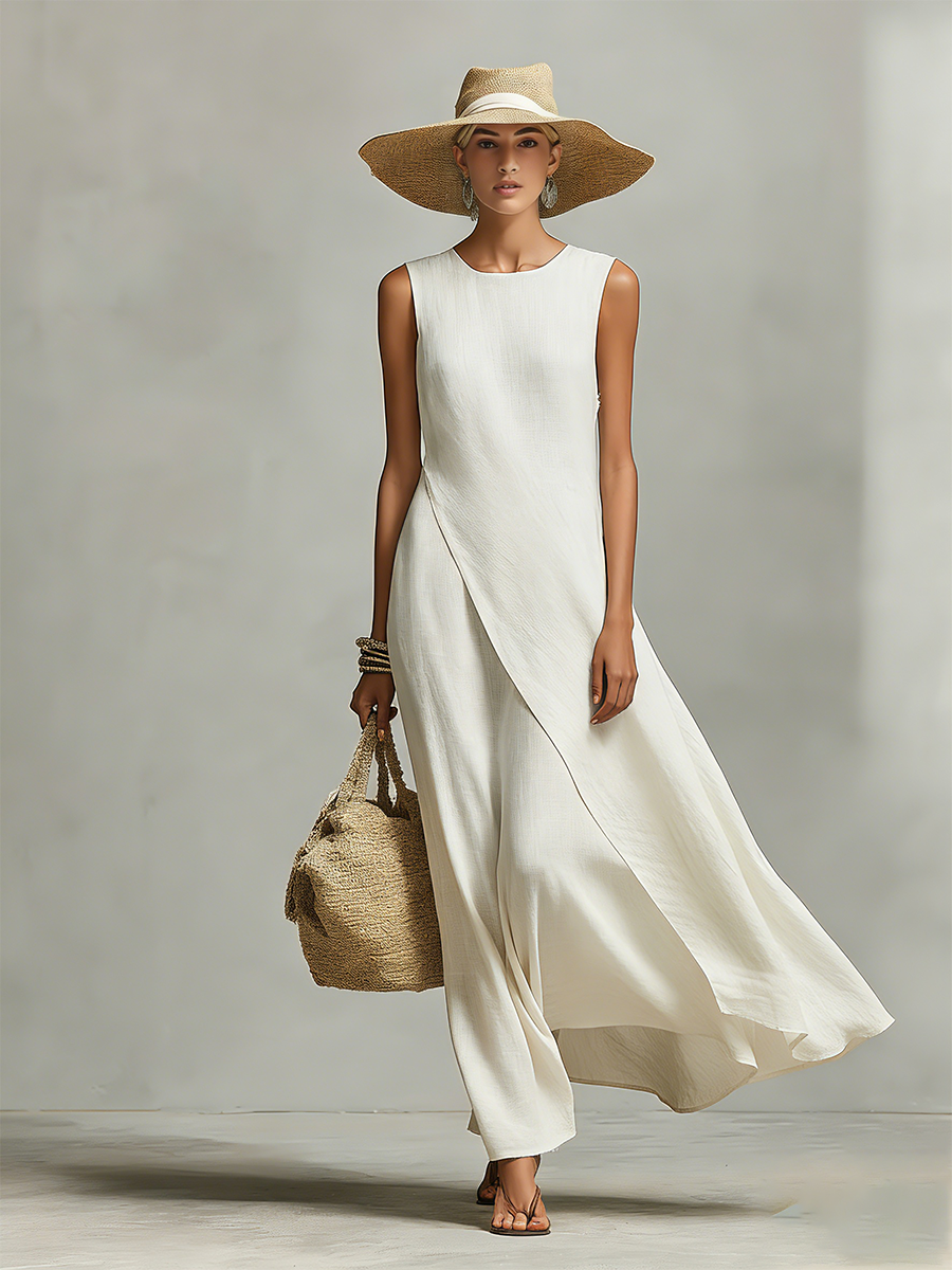 Sleeveless Draped Panel Maxi Dress Summer 2