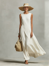 Sleeveless Draped Panel Maxi Dress Summer 2