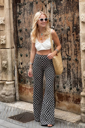 Geometrical Print Flare Pants