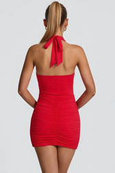 Leopard Halter Backless Deep V Mini Party Dress