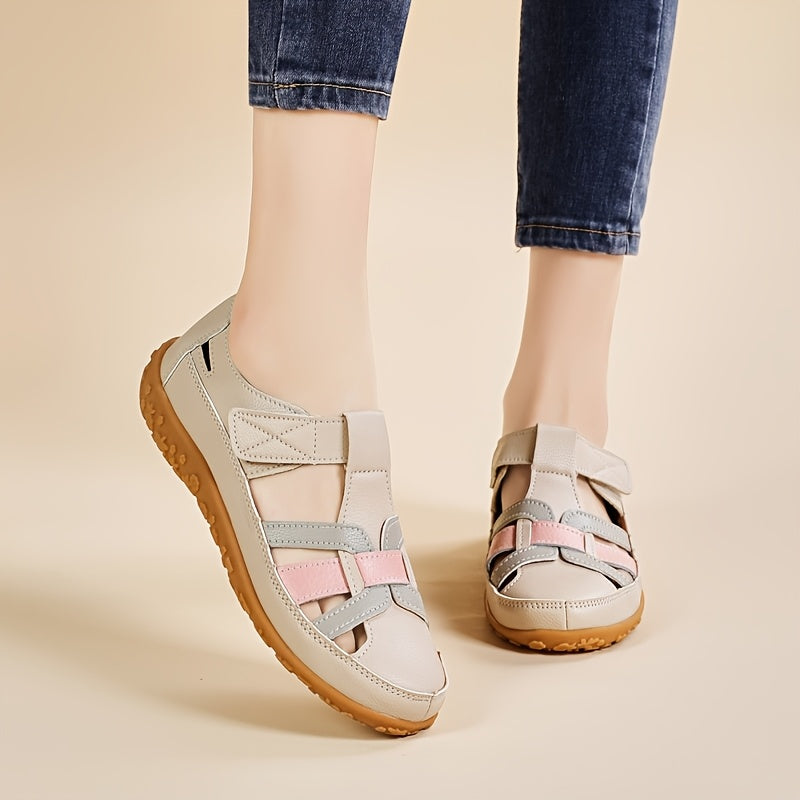 Closed Toe Cut Out Hook and Loop Fisherman Sandals