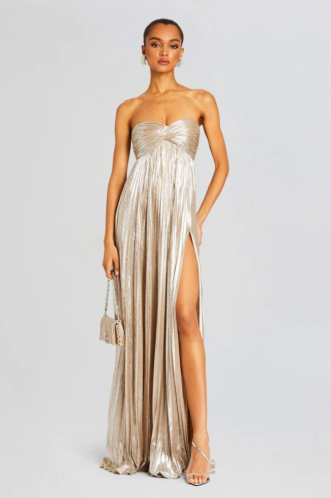 Strapless Slit Slip Prom Dress