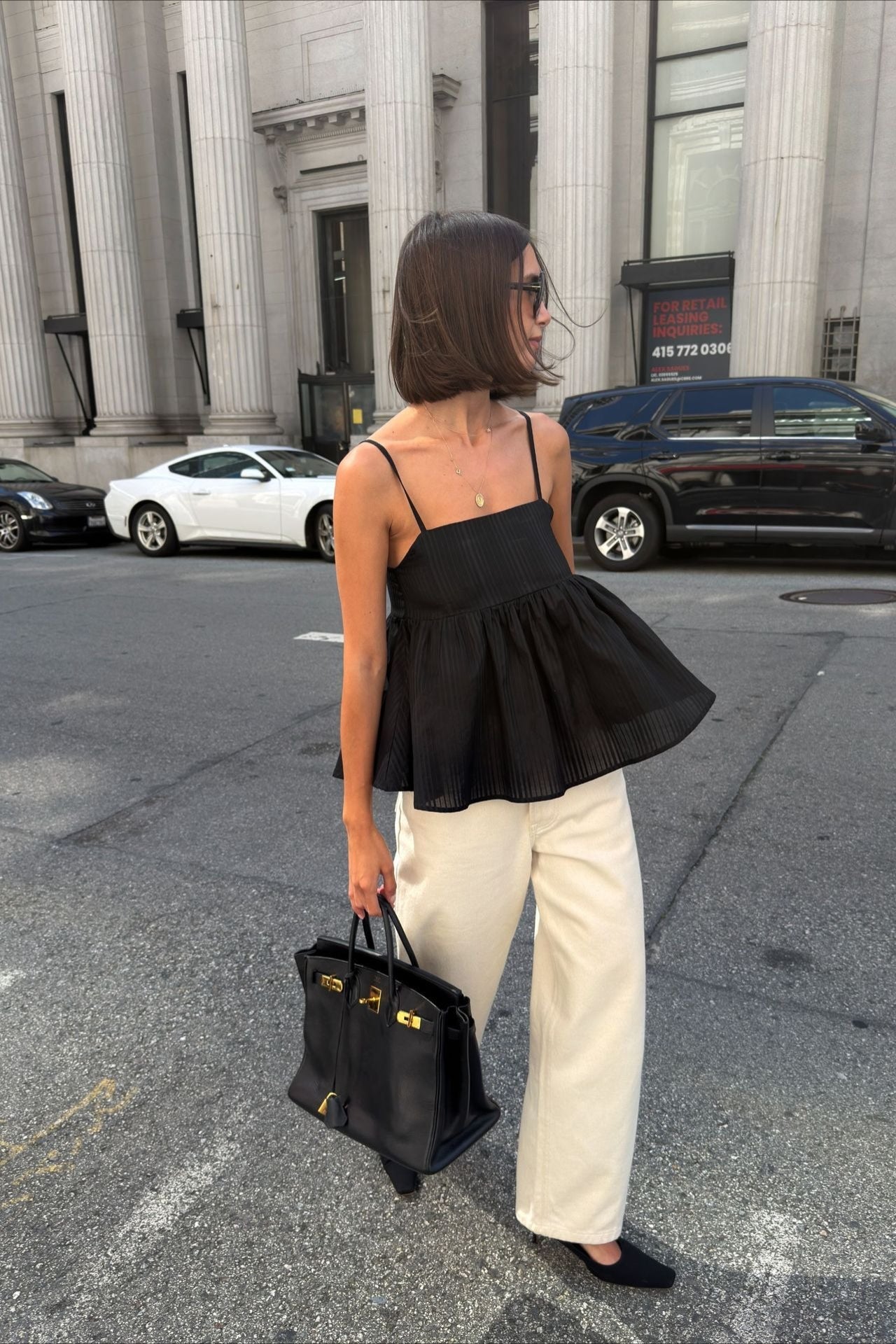 Cotton Striped Ruffle Hem Cami Top