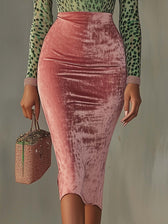 Faux Two Piece Leopard Print V-Neck Long Sleeve Velvet Midi Dress 6