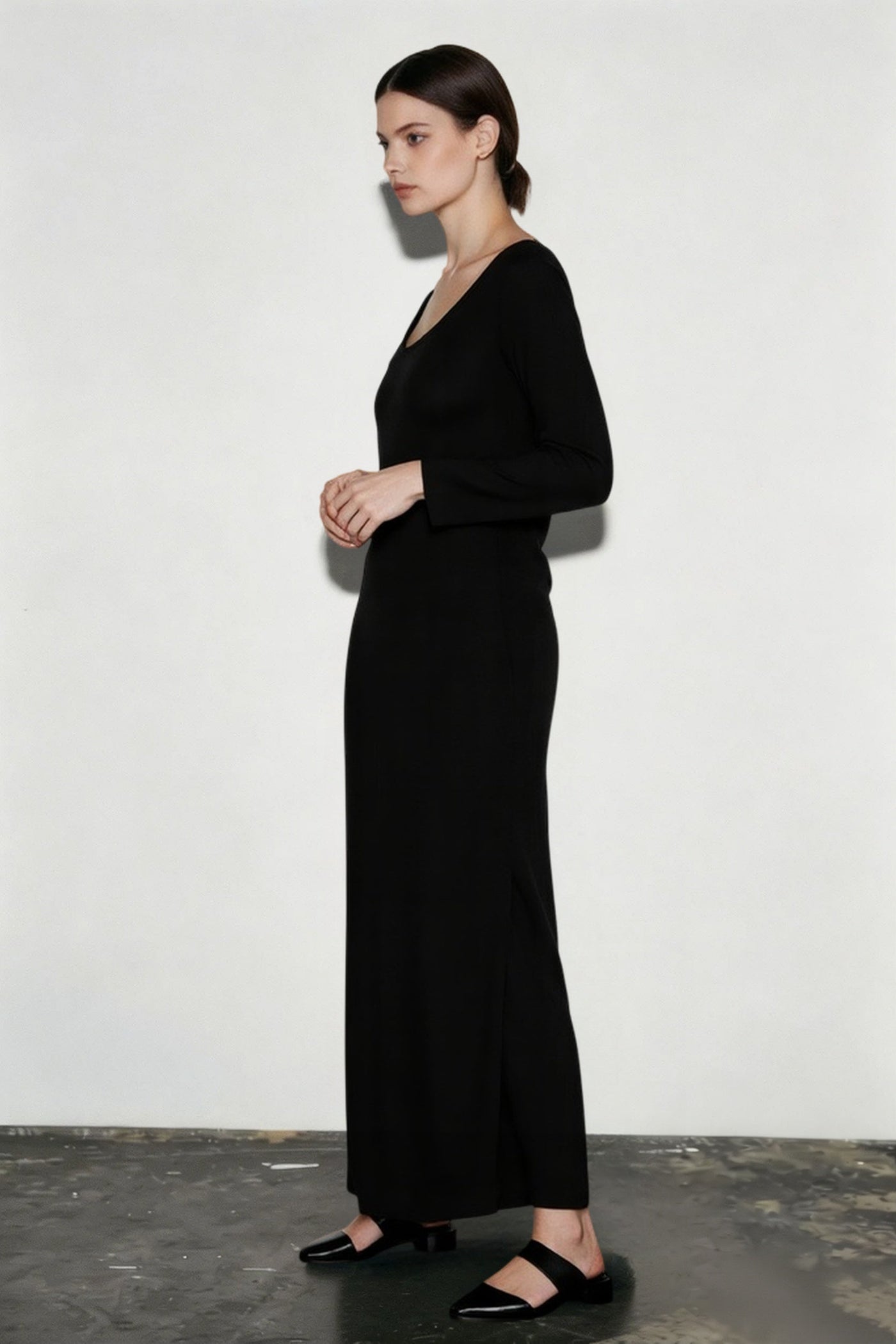 Basics Solid Long Sleeve Bodycon Maxi women Midi Dresses