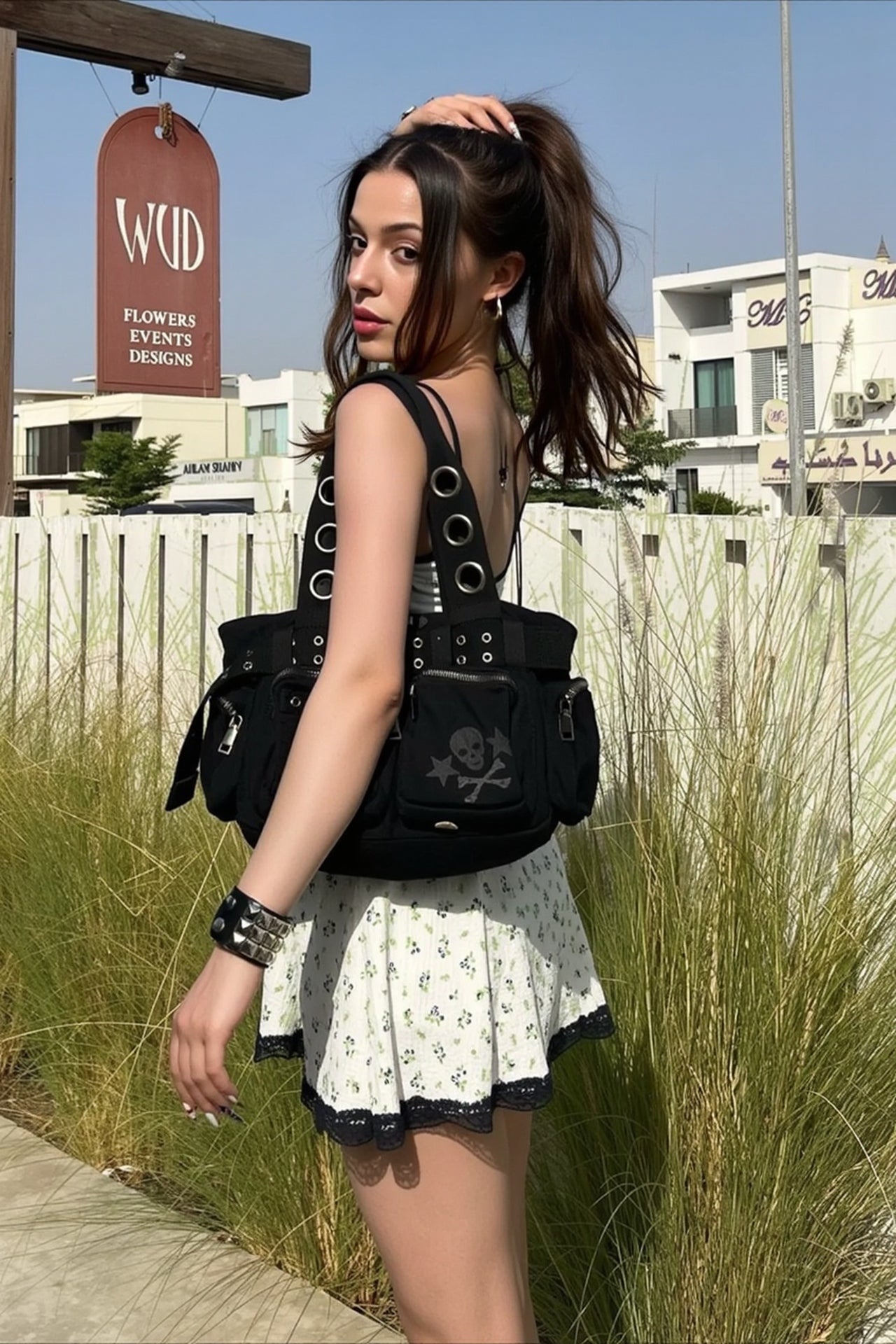 Floral Print Waist Cinch A Line Slip Dress