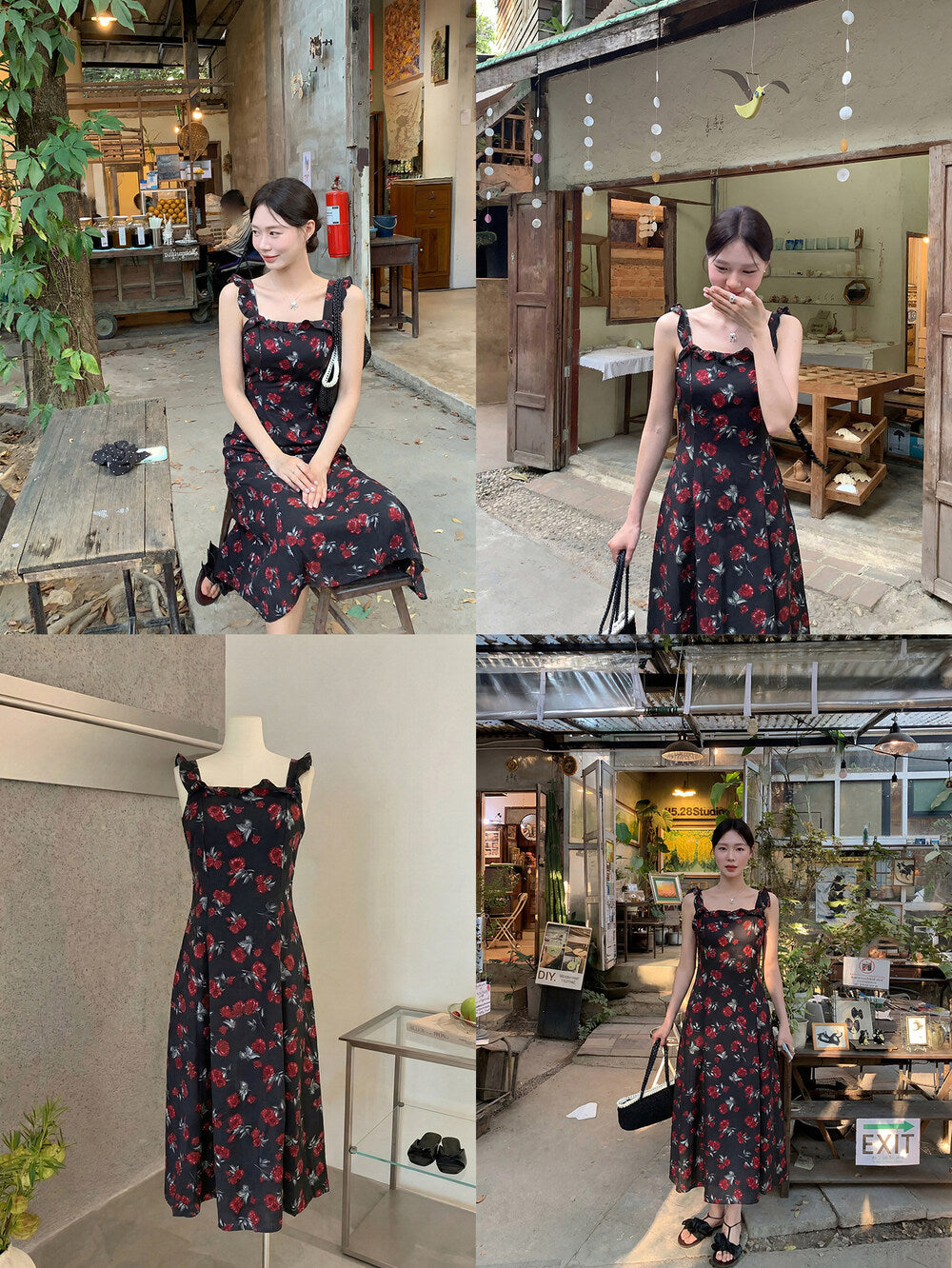 Floral Square Neck Ruffle Sleeveless Maxi Dress 11