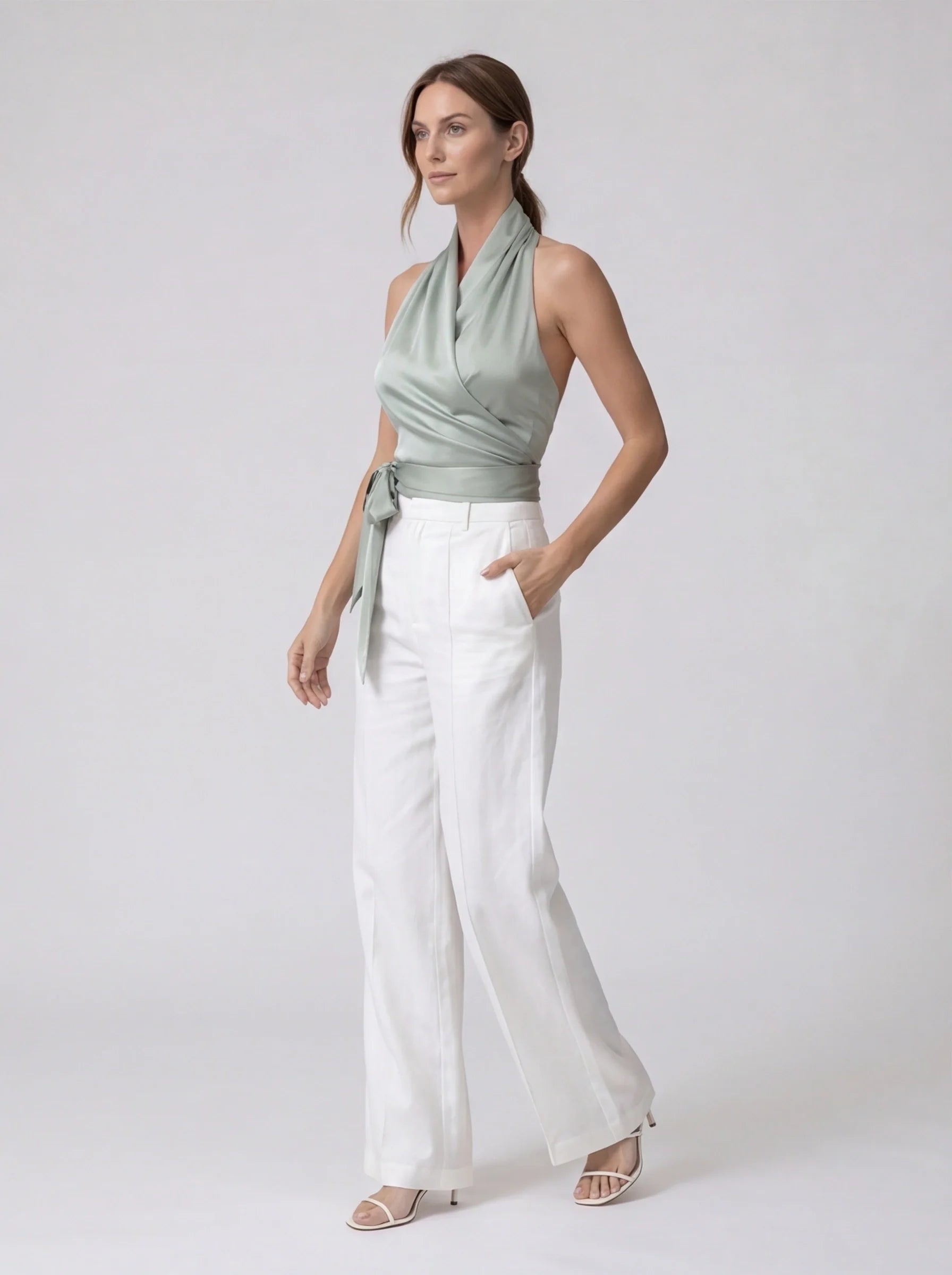 Elegant Minimal Halter Neck Top with Adjustable Straps and Breathable