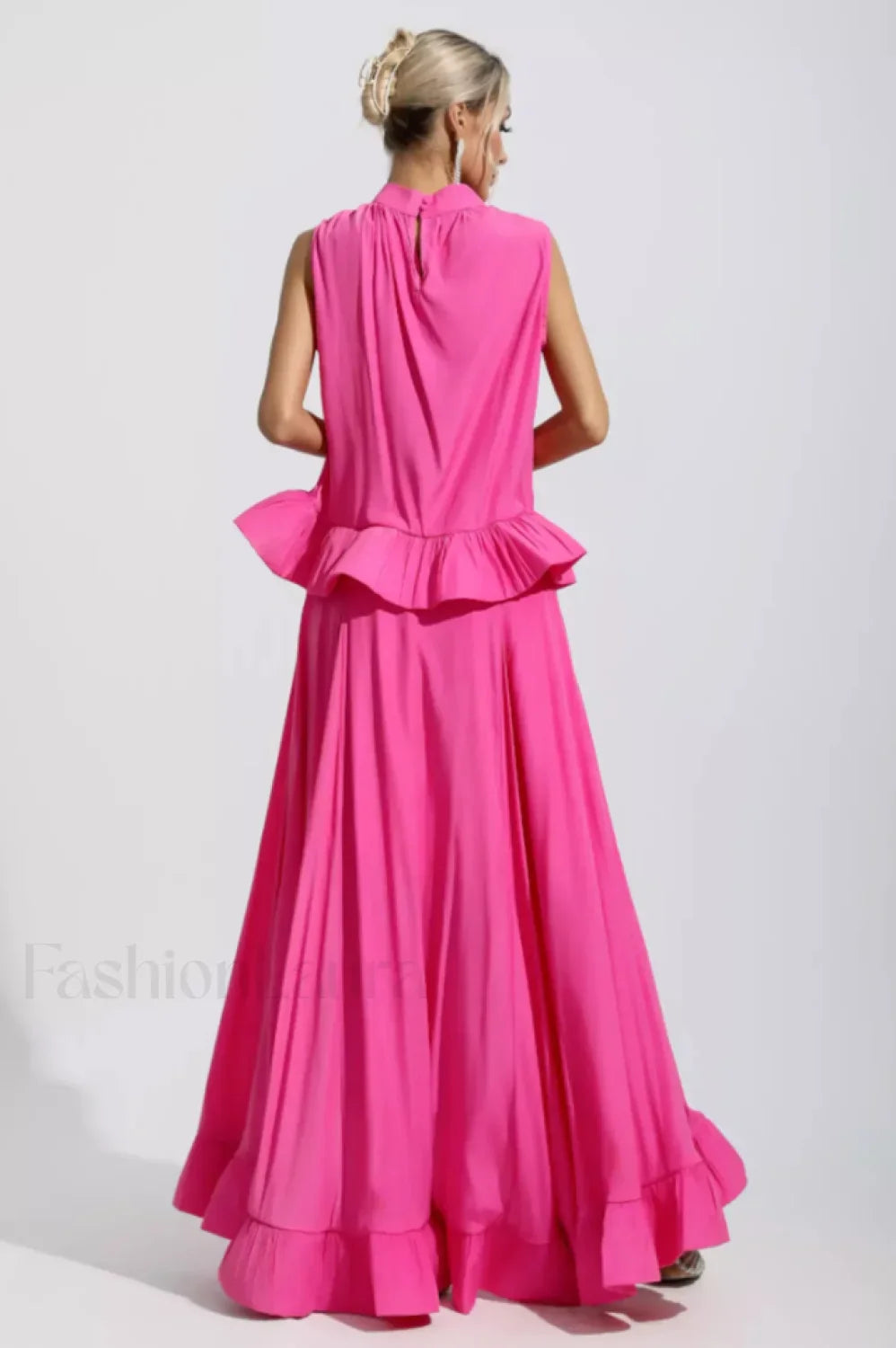 Elaine Pink Sleeveless Charming Ruffle Mermaid Set