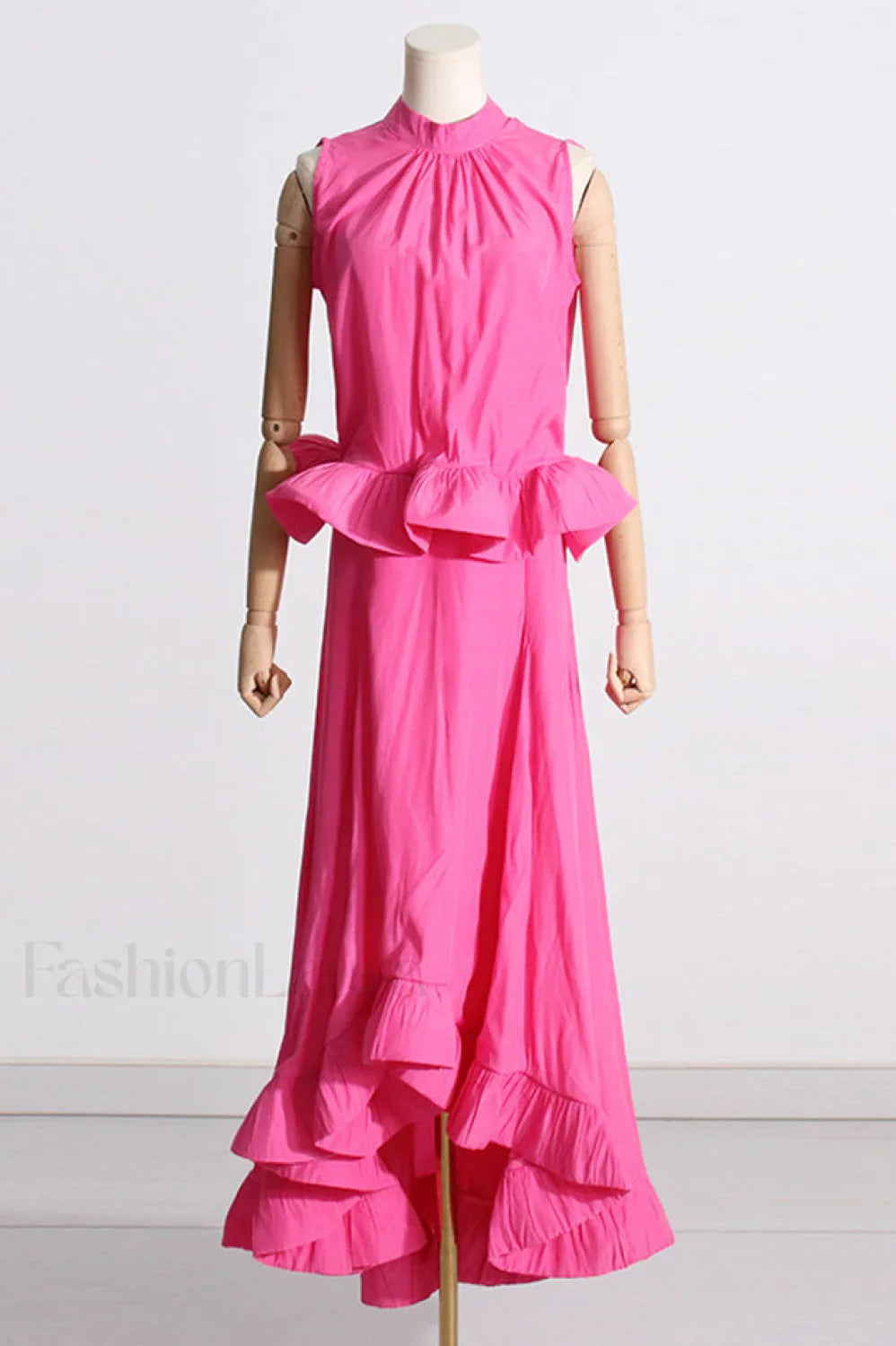 Elaine Pink Sleeveless Charming Ruffle Mermaid Set