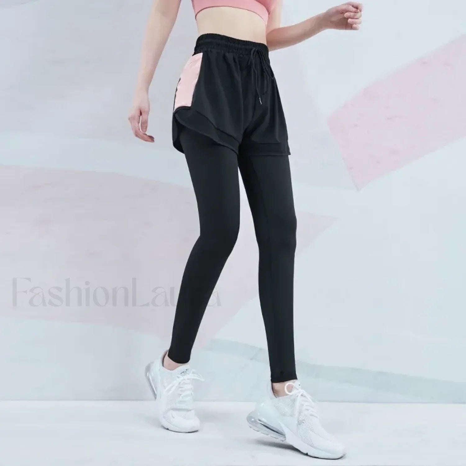 Elastic Waist Mesh 2 in 1 Gym Leggings Sweatpants