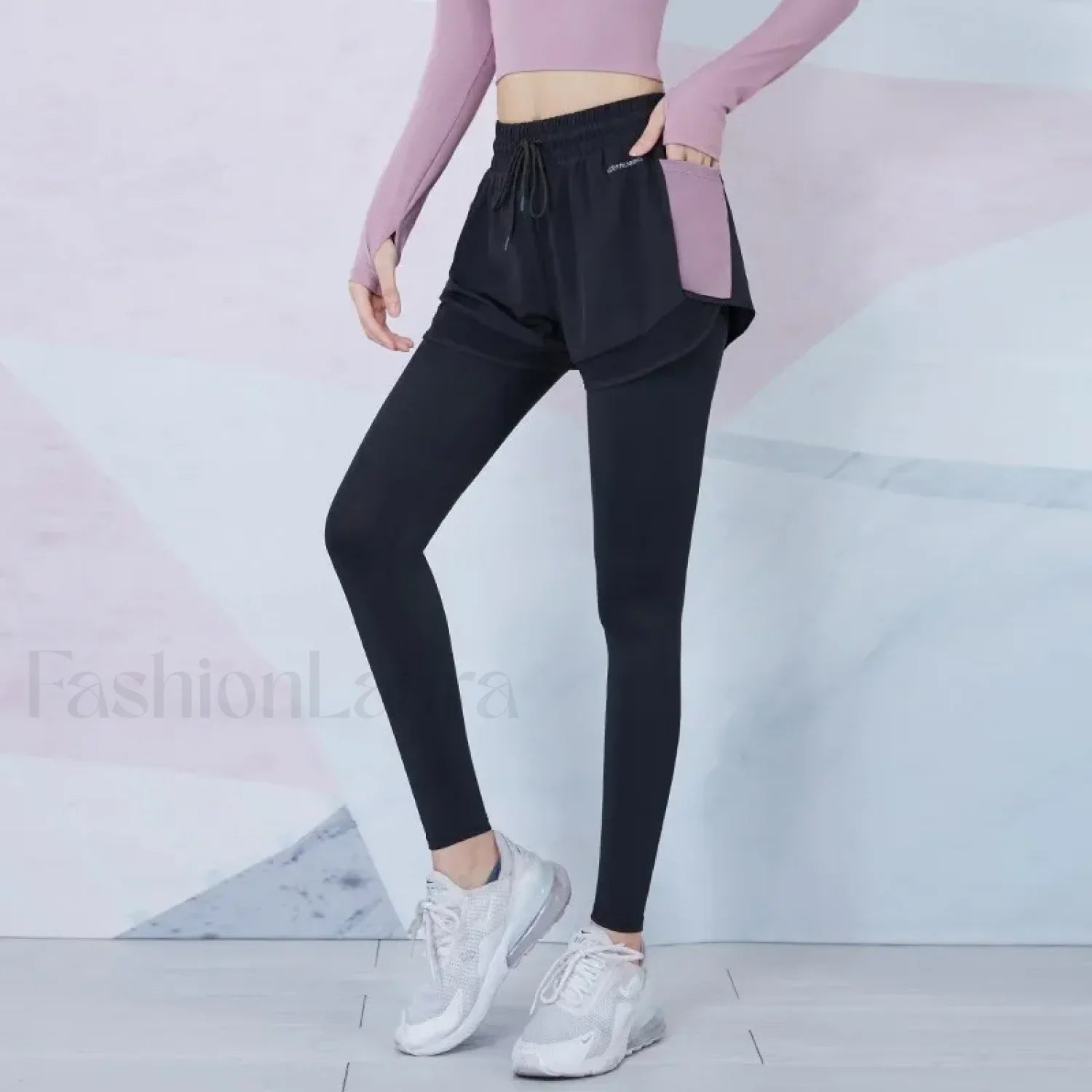 Elastic Waist Mesh 2 in 1 Gym Leggings Sweatpants