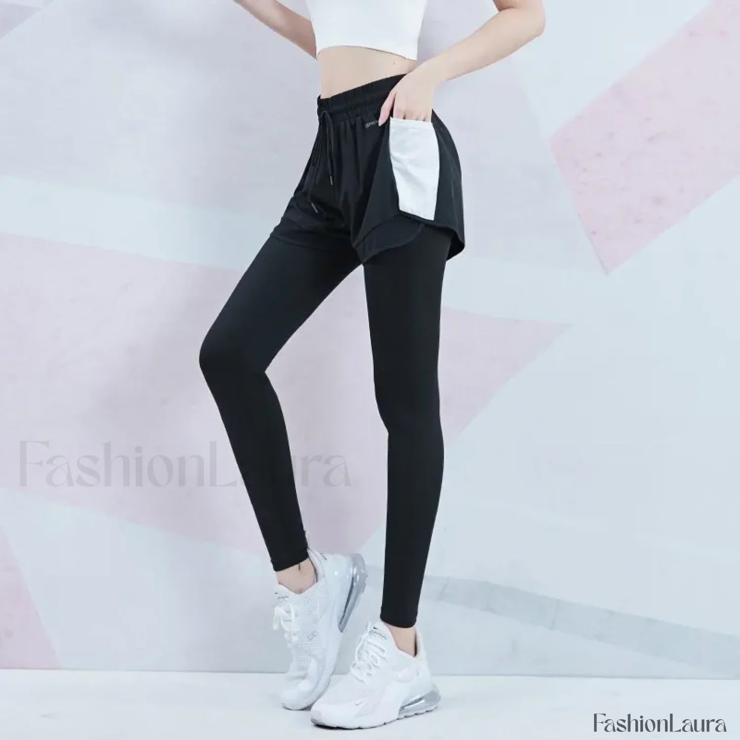 Elastic Waist Mesh 2 in 1 Gym Leggings Sweatpants