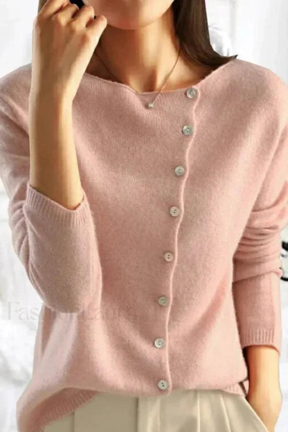 Elegant Button Knit Cardigan Pink / S