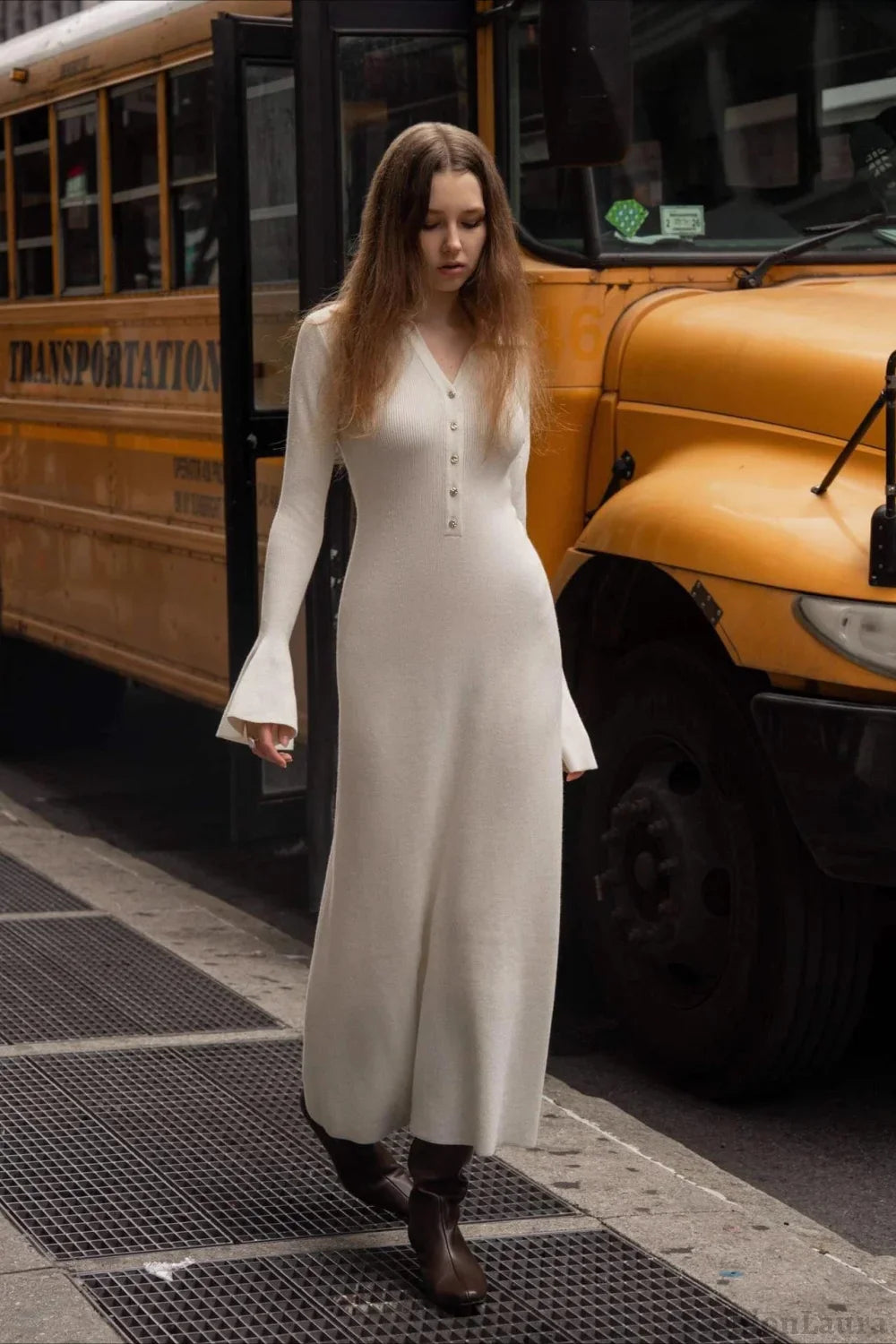 Elegant Collared Knit Sweater Dress