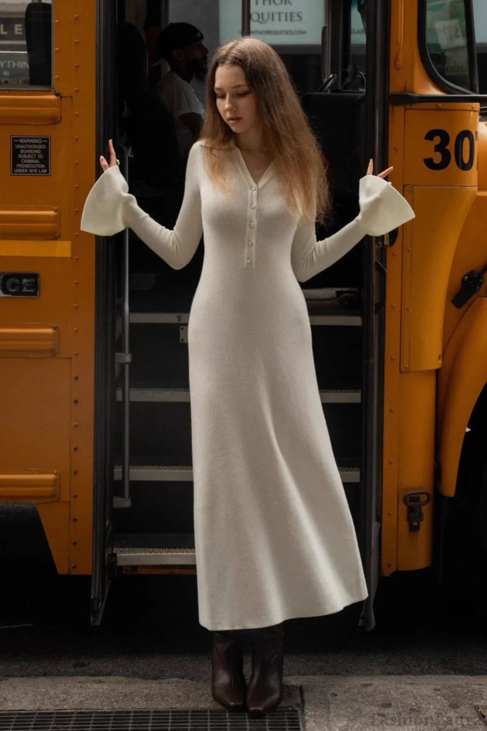 Elegant Collared Knit Sweater Dress