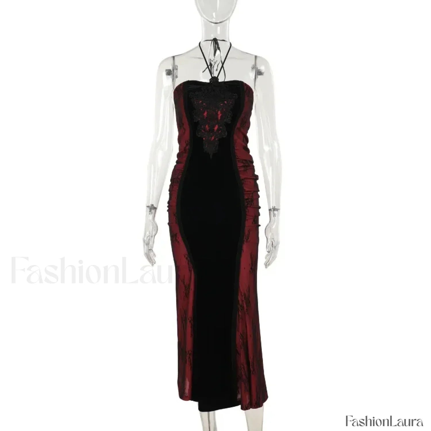 Elegant Fashion Bodycon Party Corset Maxi Gown Sweet Pleated Gothic Mesh Mermaid Hot Tight Halter Dress