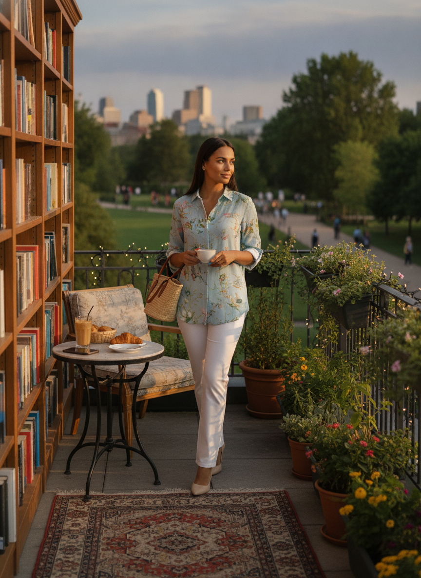 Elegant Floral Cotton Shirt with Breathable Fabric and Tailored Fit
