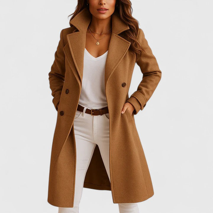 Notch Lapel Single Breasted Longline Coat