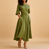 One Shoulder Belted A-Line Maxi Dress 3