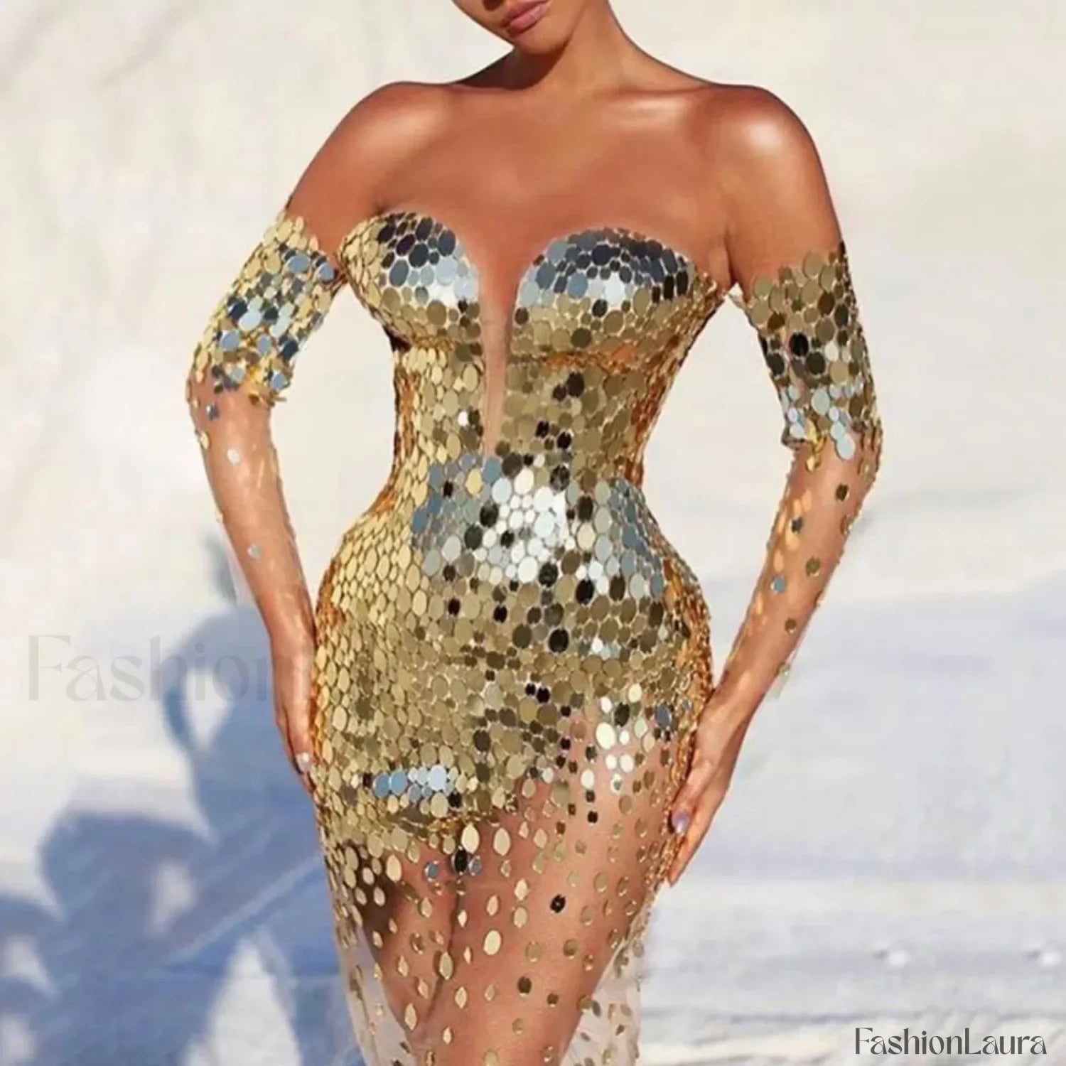 Elegant Party For Women 2024 Sexy Mesh See Through Deep V Neck Evening Prom Dress