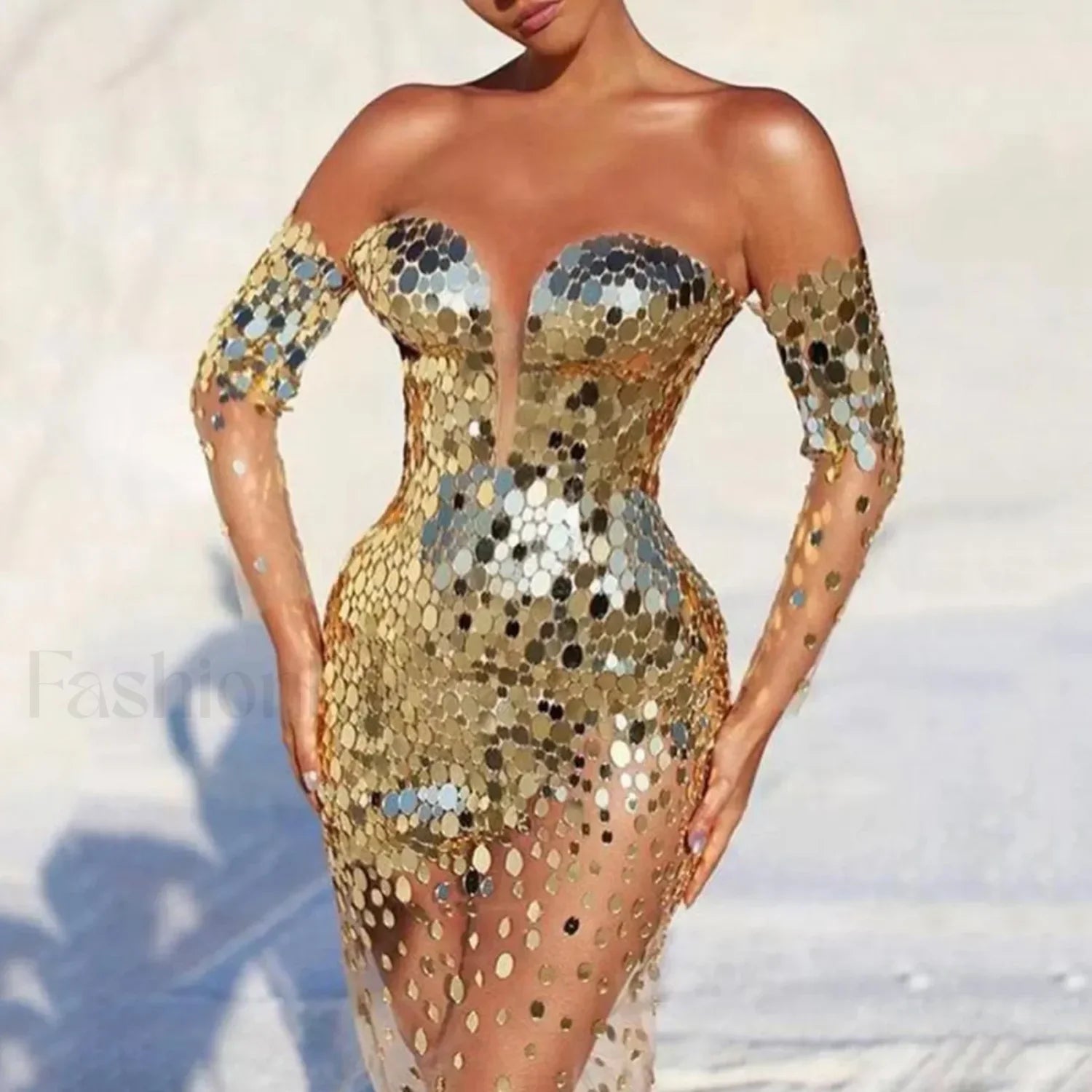 Elegant Party For Women 2024 Sexy Mesh See Through Deep V Neck Evening Prom Dress