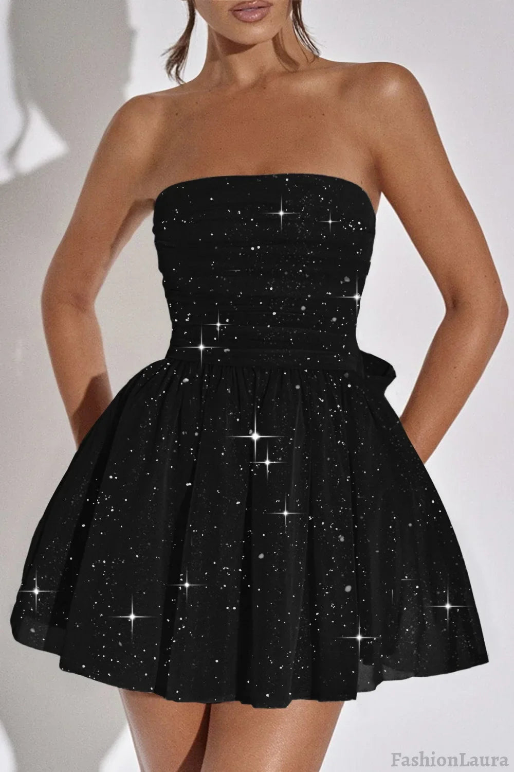 Elegant Strapless Bodycon Mini Party Dress S / Black