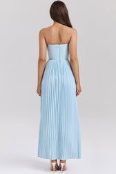 Elegant Sweetheart Strapless Bustier Drop Waist Pleated Evening Maxi Dress 3