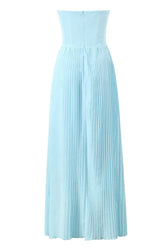 Elegant Sweetheart Strapless Bustier Drop Waist Pleated Evening Maxi Dress 7