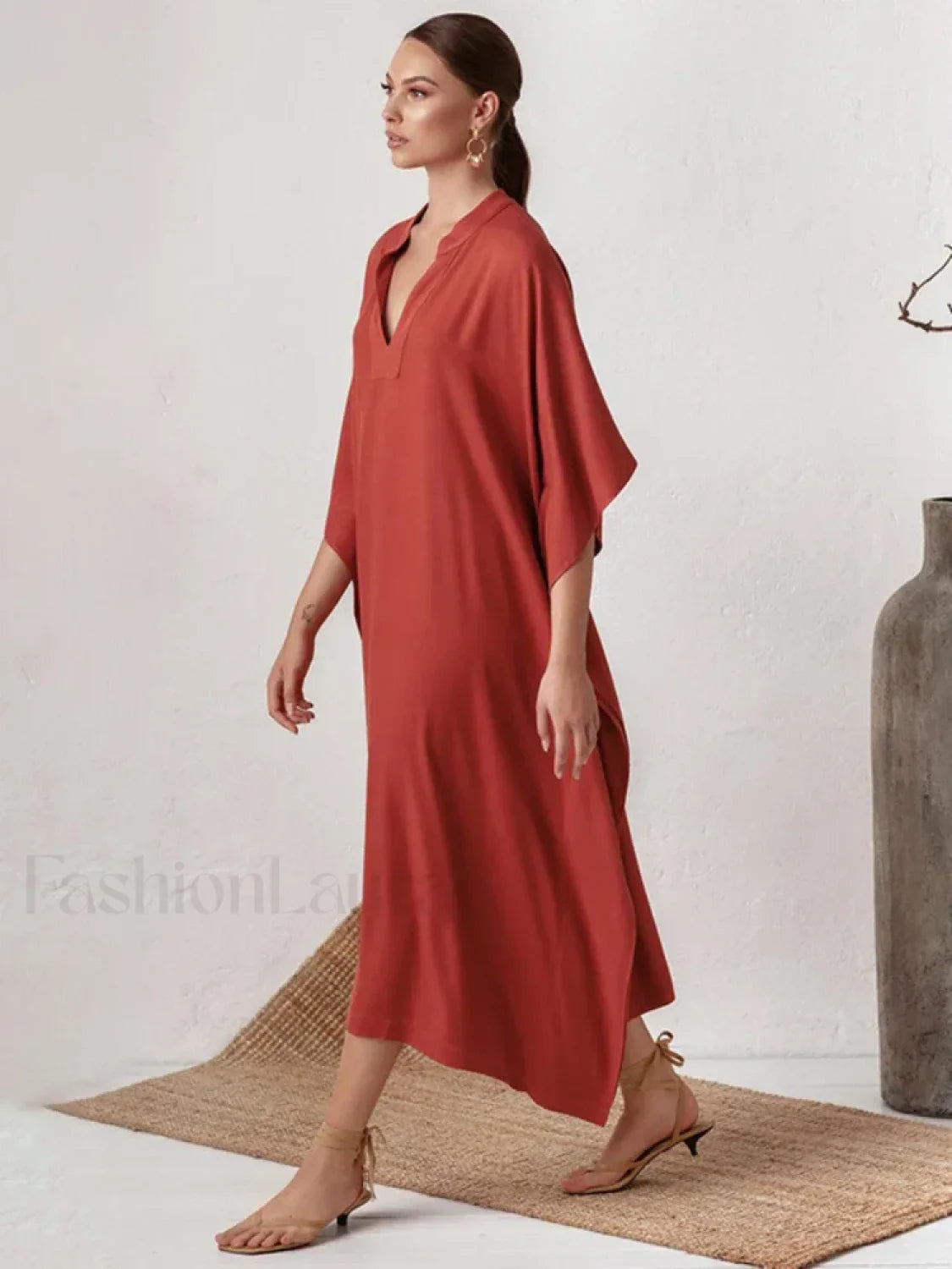 Elegant V-Neck Tunic Beach Cover Up
