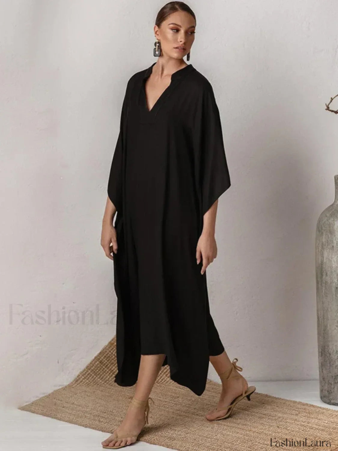 Elegant V-Neck Tunic Beach Cover Up