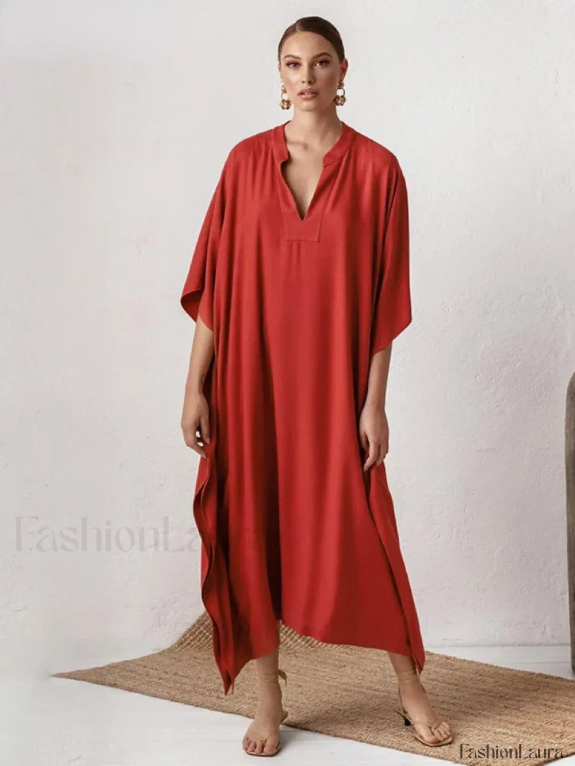 Elegant V-Neck Tunic Beach Cover Up