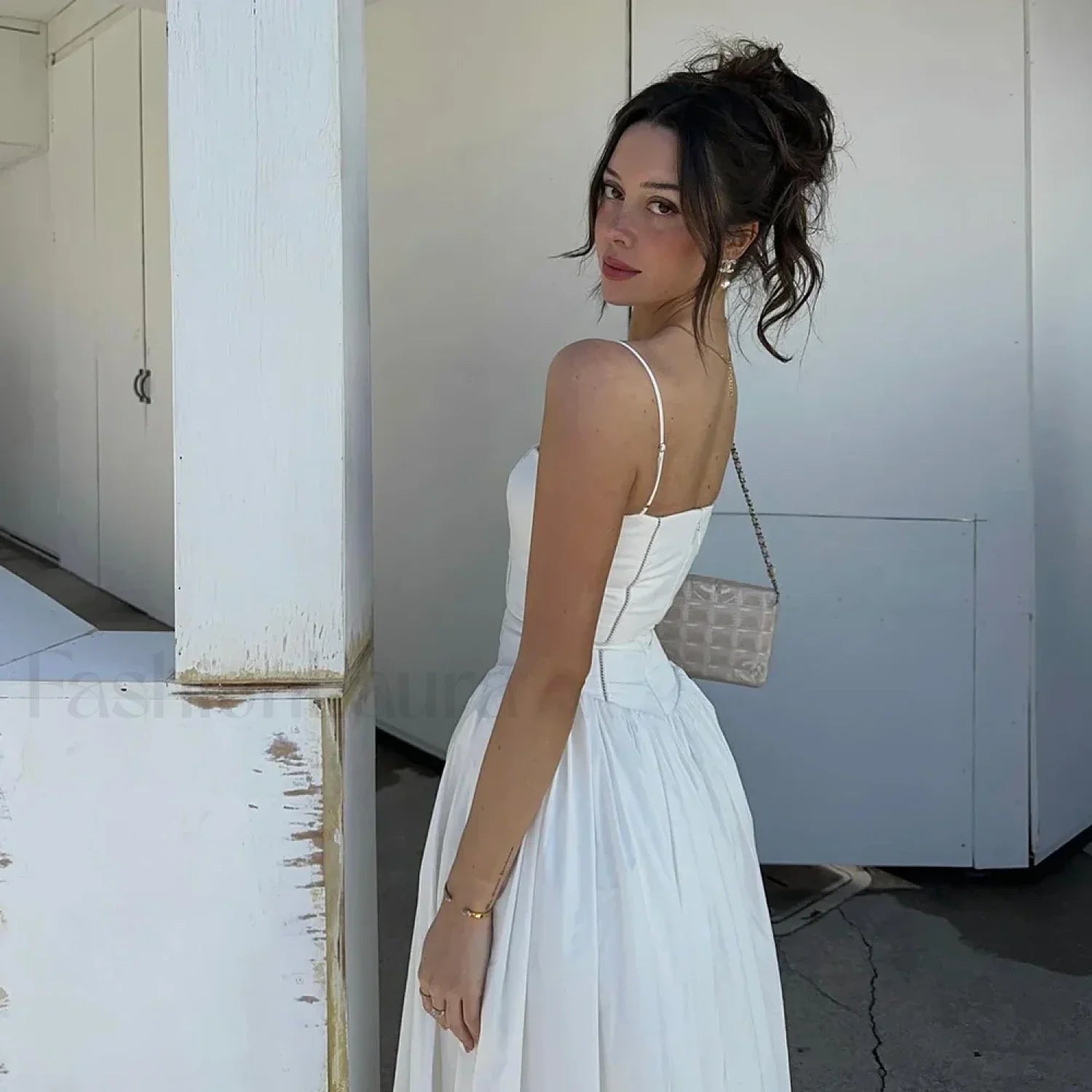 Elegant White Hollow Out Floral Dress