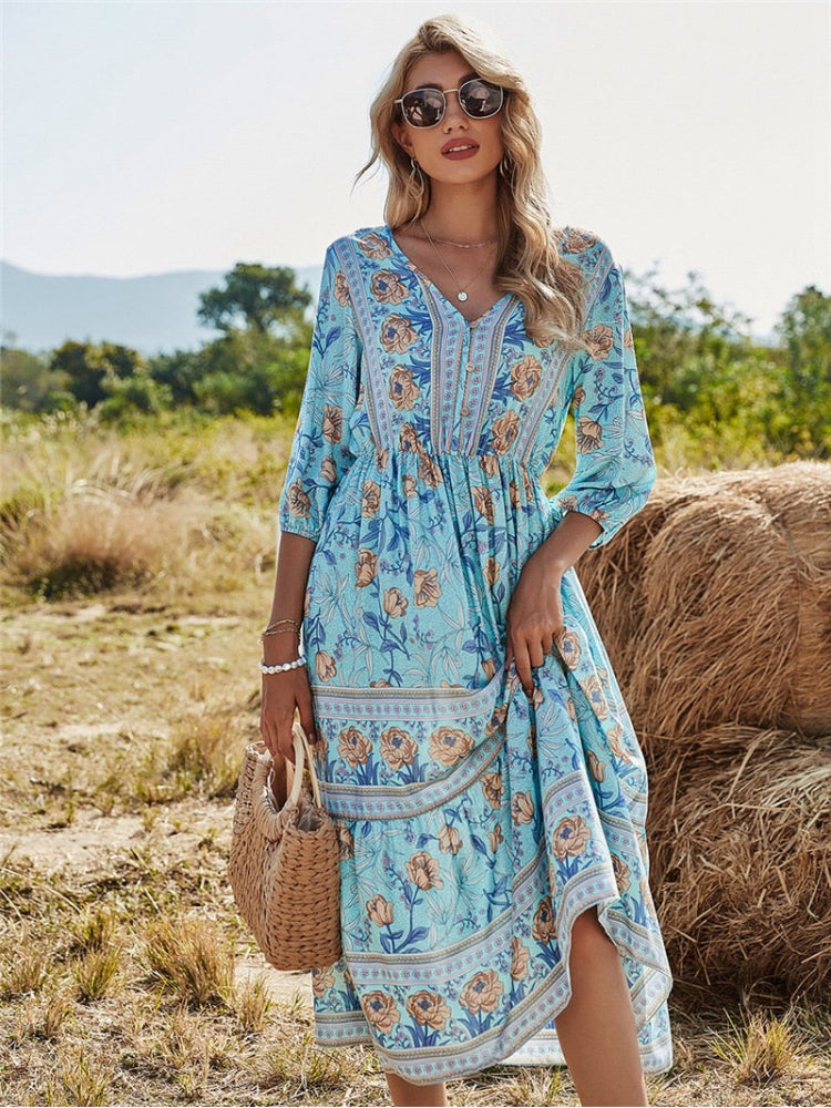 Natalia Statement Bohemian Summer Dress for Women Boutique Collection