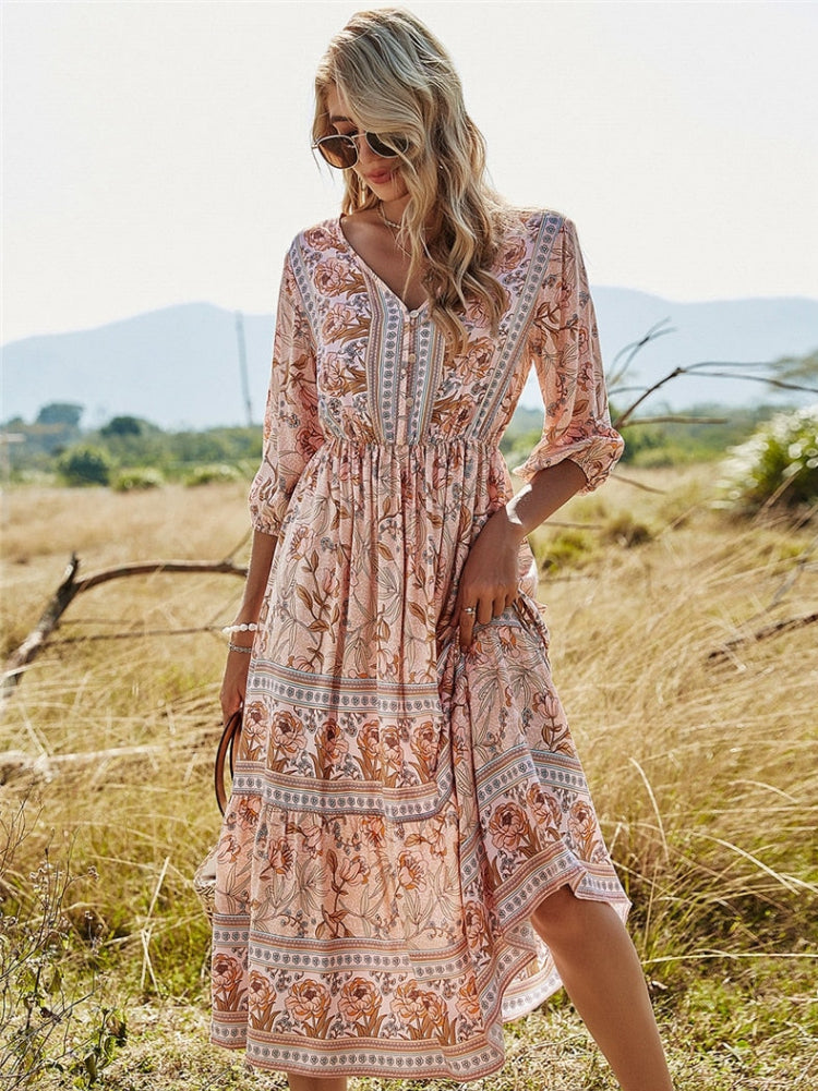 Natalia Statement Bohemian Summer Dress for Women Boutique Collection