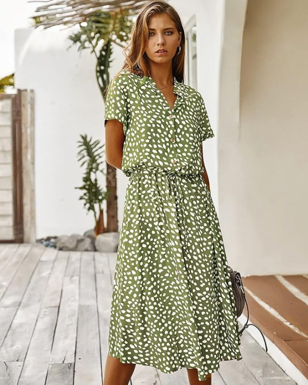 Juana Premium Retro Midi Dress for Women for Summer Chic Silhouette Collection