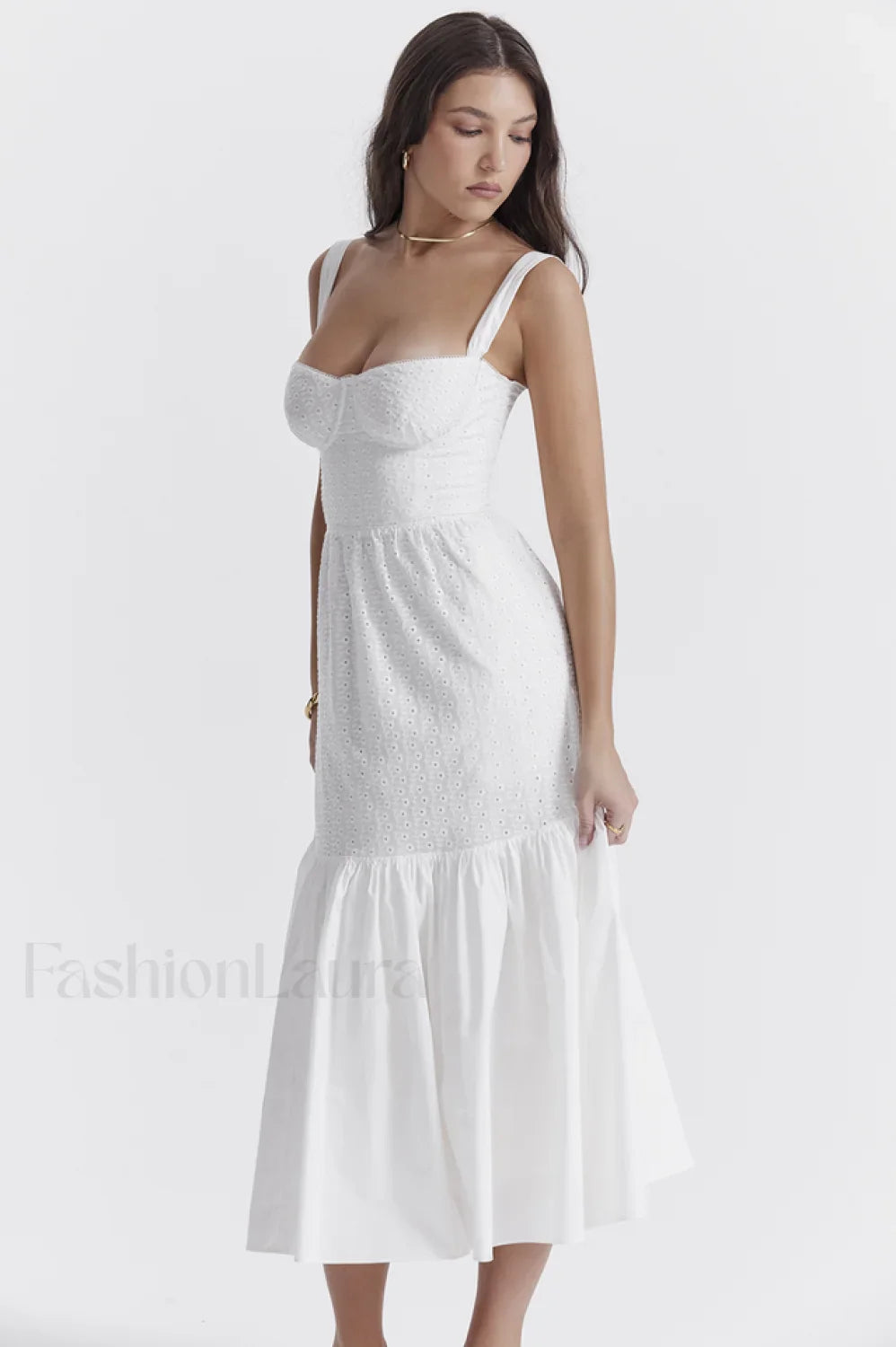 Elia White Broderie Charming Anglaise Midi Dress