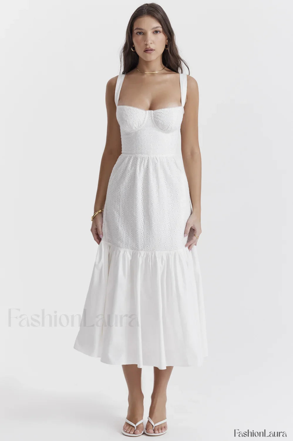 Elia White Broderie Charming Anglaise Midi Dress