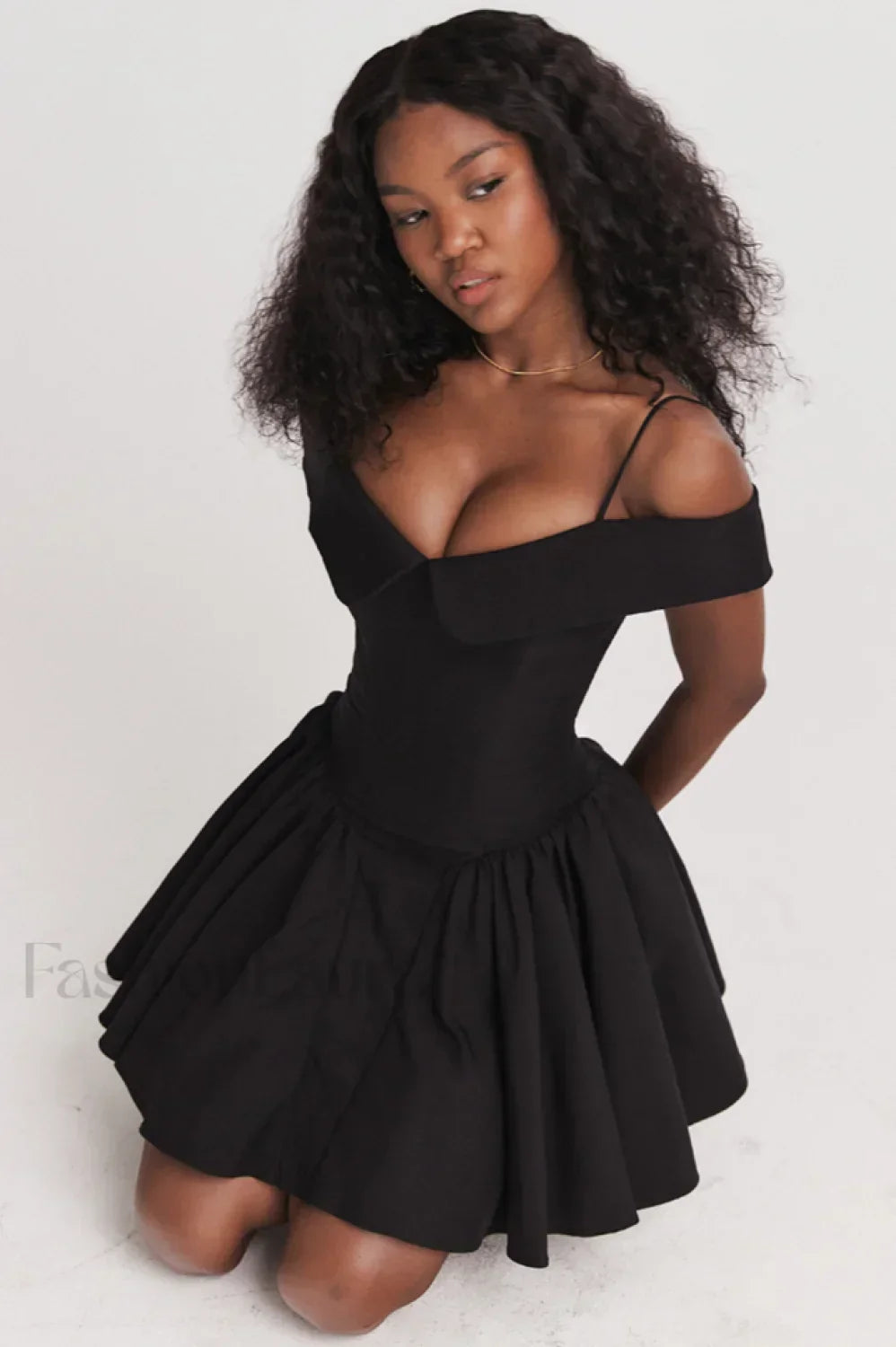 Elida Black Stylish Mini Dress