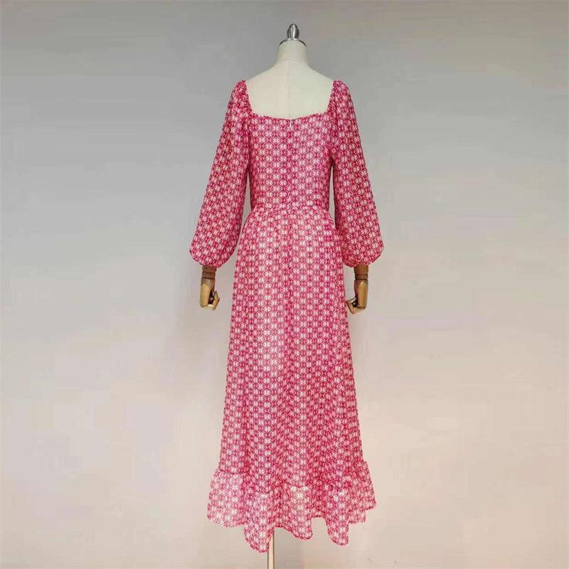 Ella Puff Sleeves Ruffle Hem Maxi Dress