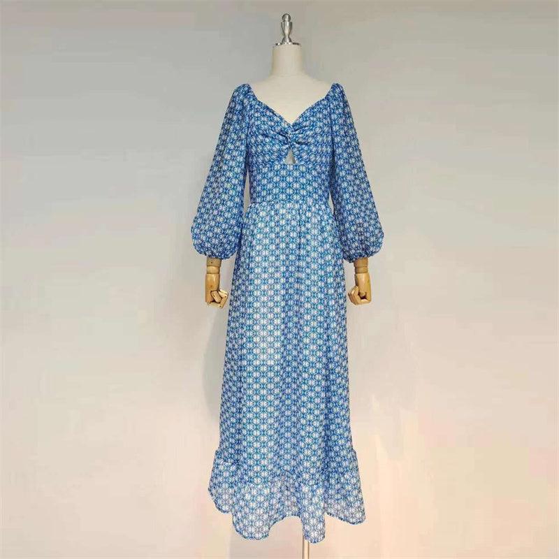 Ella Puff Sleeves Ruffle Hem Maxi Dress