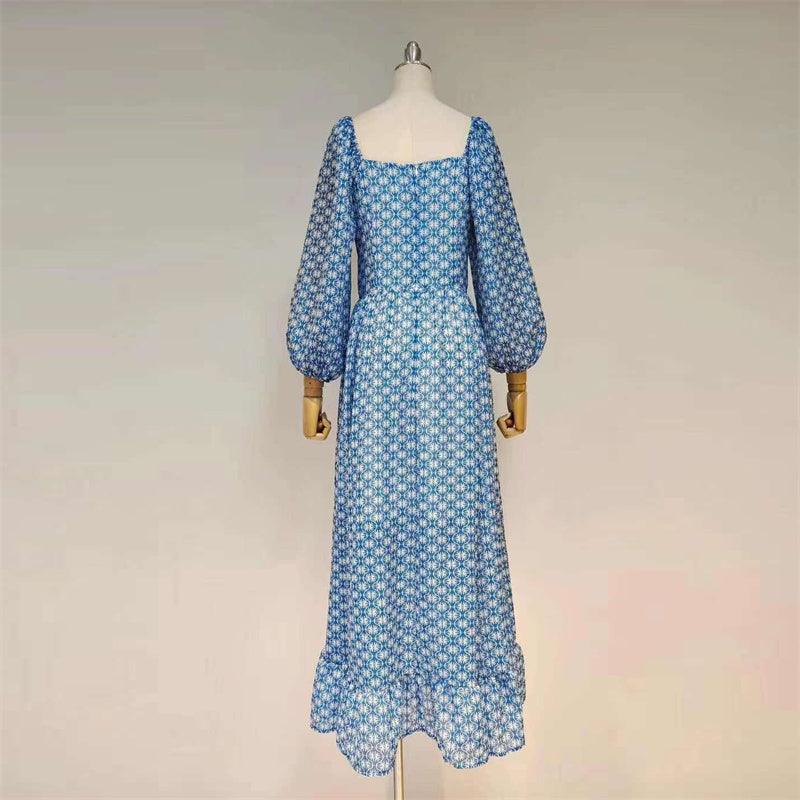 Ella Puff Sleeves Ruffle Hem Maxi Dress