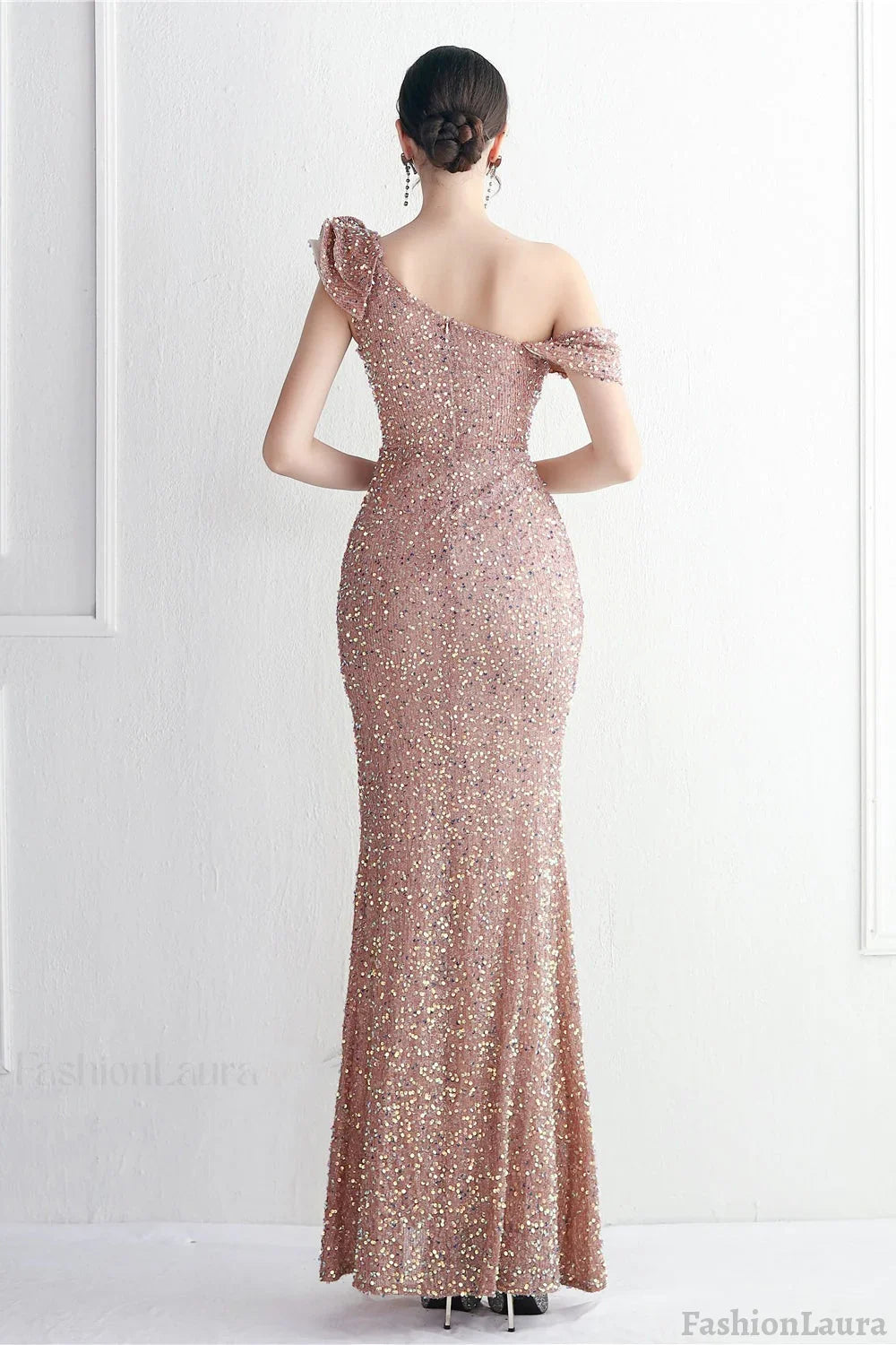 Embellished One Shoulder Mermaid Formal Dress