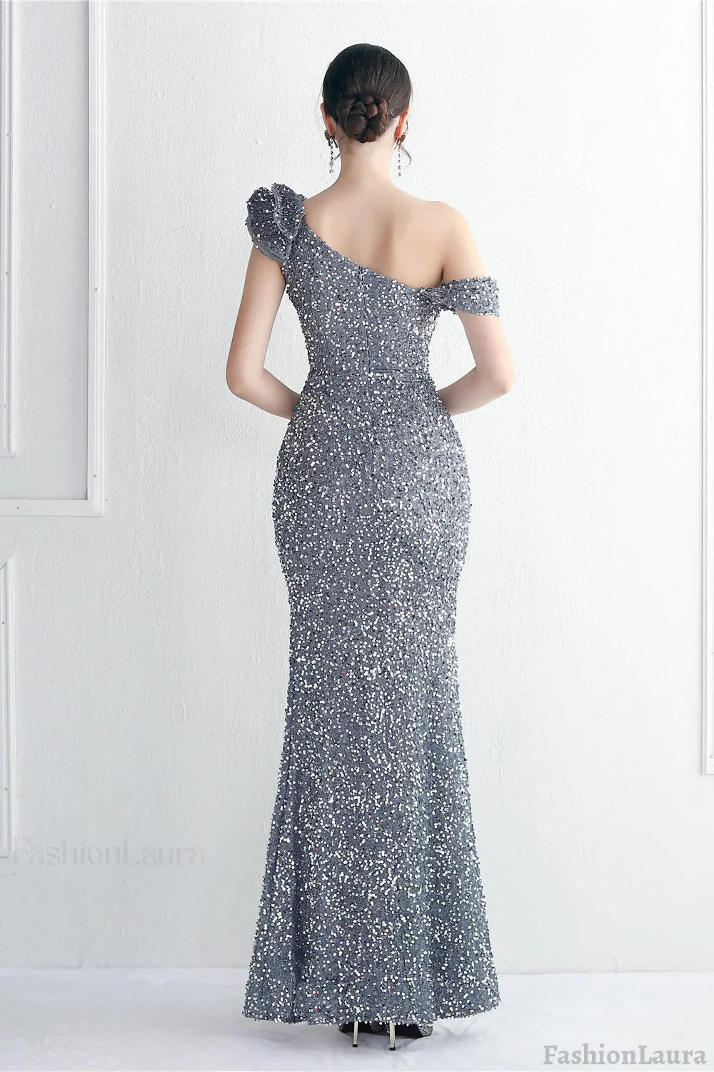 Embellished One Shoulder Mermaid Formal Dress