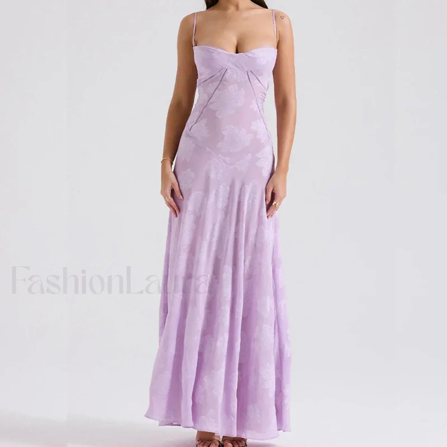 Embroidered Lace Off Shoulder Maxi Dress