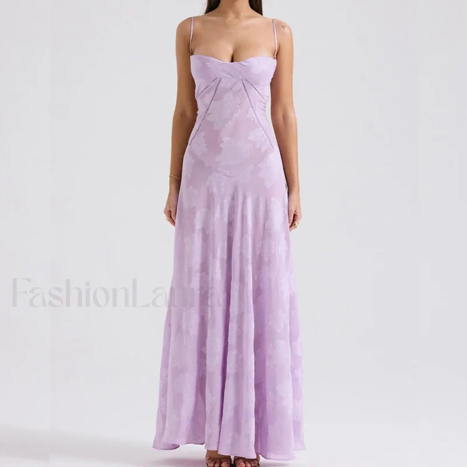 Embroidered Lace Off Shoulder Maxi Dress