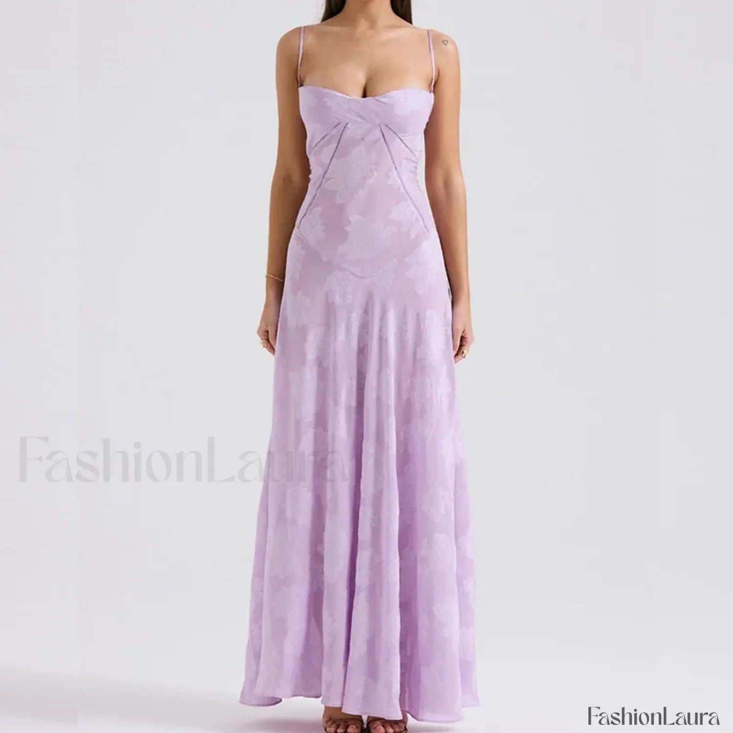 Embroidered Lace Off Shoulder Maxi Dress