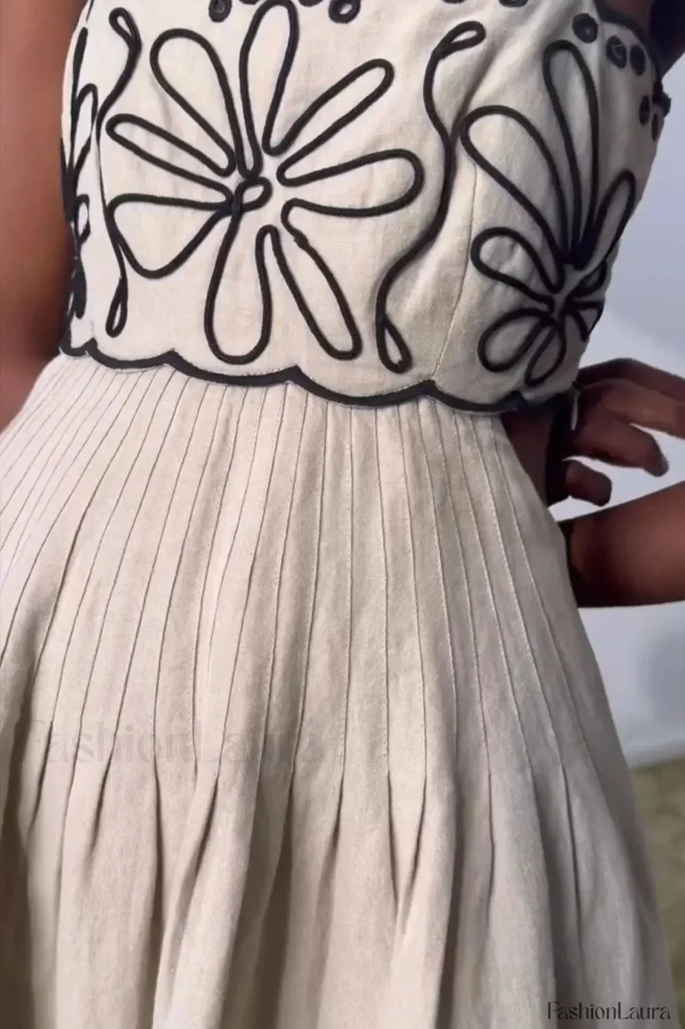 Embroidered Spaghetti Strap Boho Dress