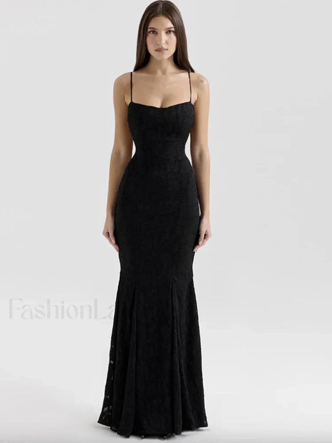 Embroidery Spaghetti Mermaid Maxi Dress