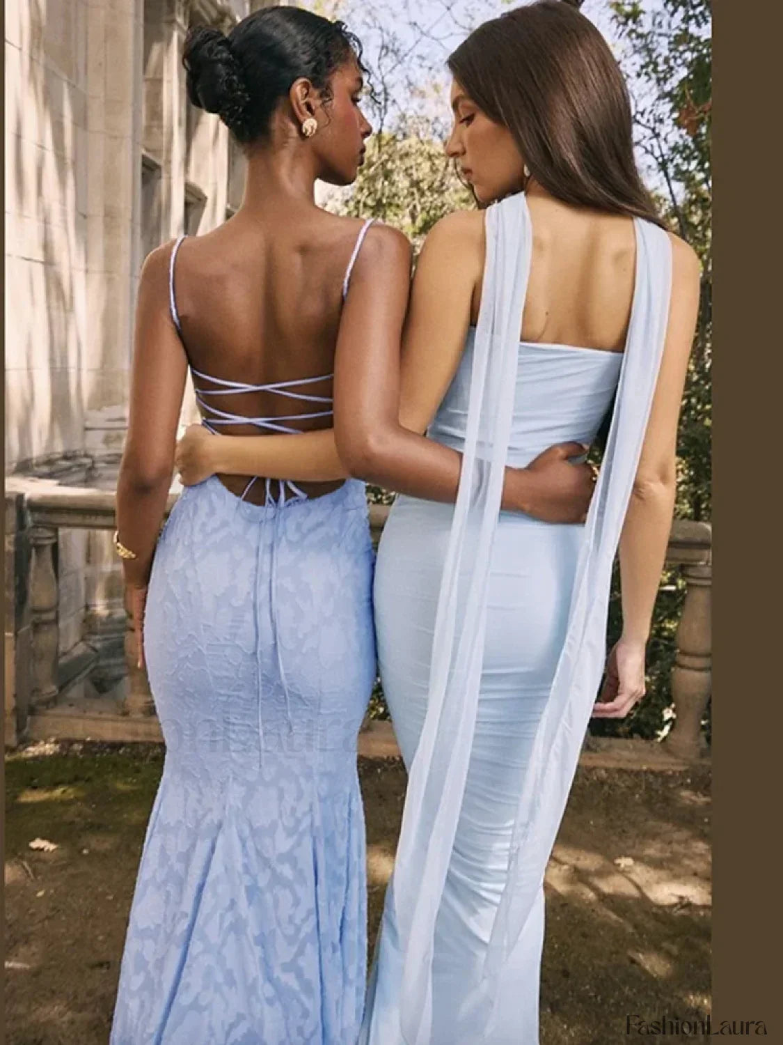 Embroidery Spaghetti Mermaid Maxi Dress